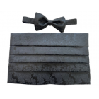 Big and Tall Black Paisley Cummerbund and Bow Tie Set